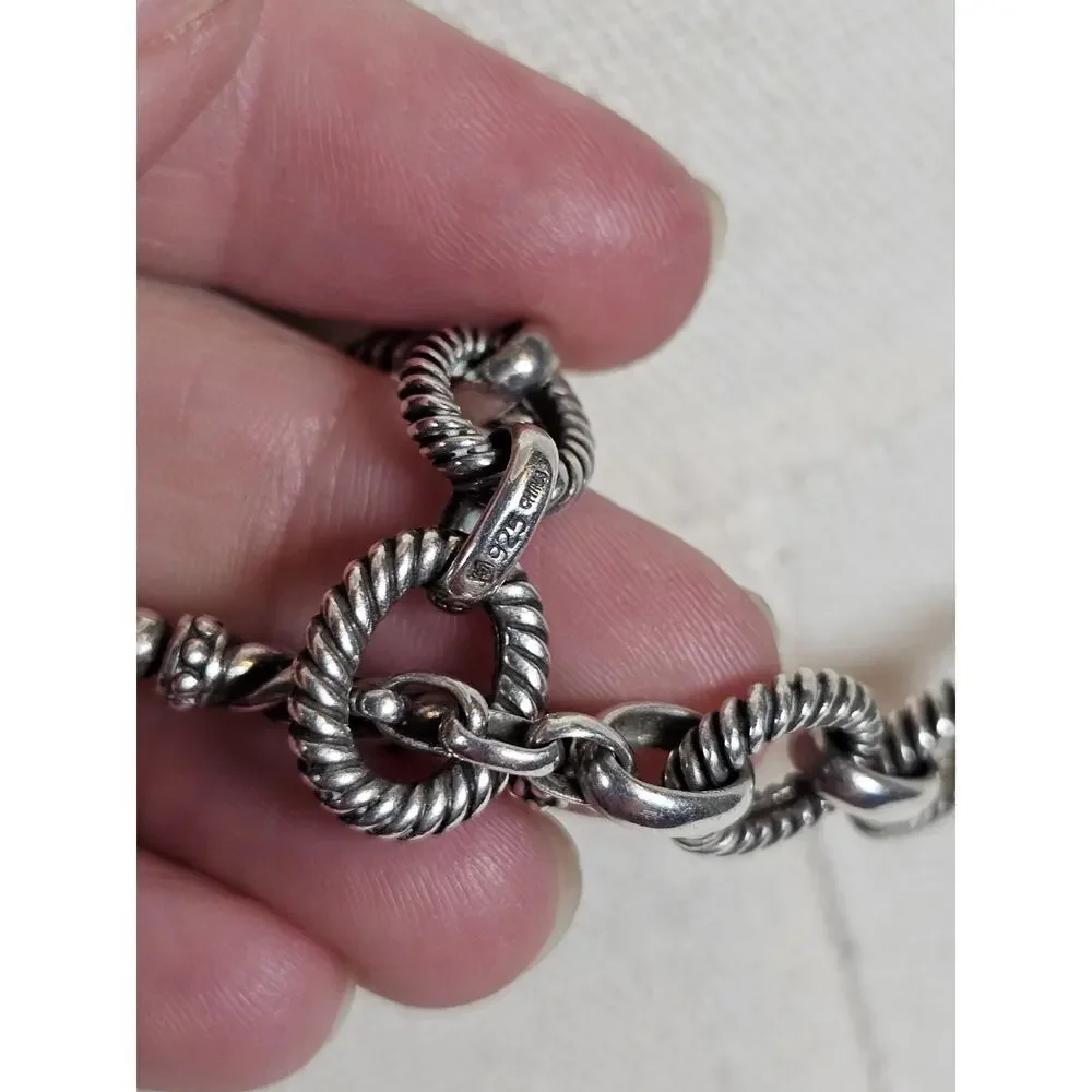 Michelle Albala Sterling Silver Twisted Rolo Cable Chain Toggle Necklace 18in - Picture 4 of 11